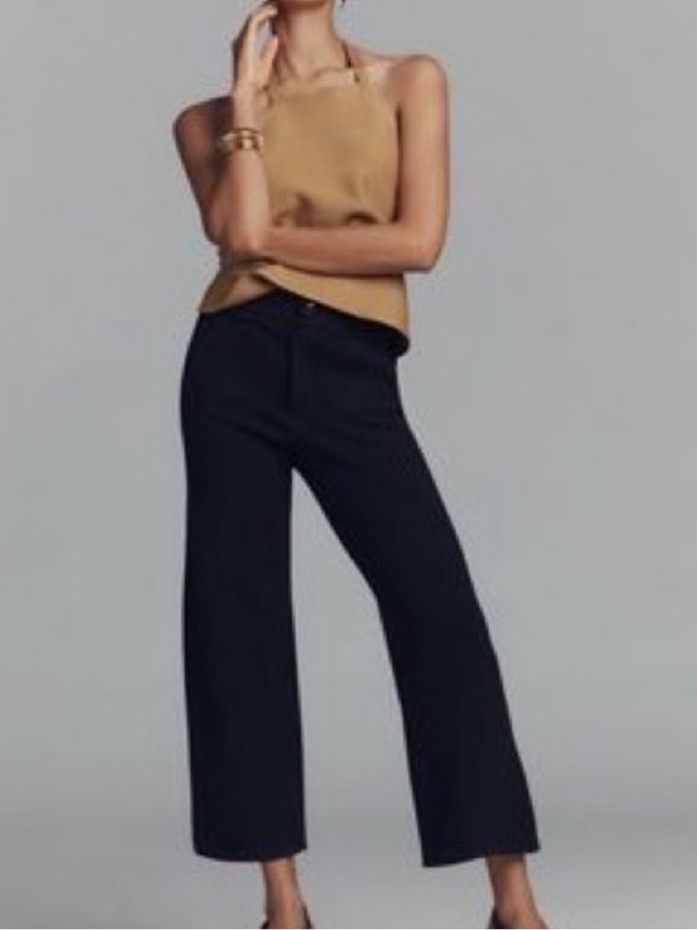 Maeve colette sweater knit high rise cropped wide leg pants Small NWT